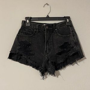 Abercrombie & Fitch Black High Waisted Jean Shorts - Sz 0